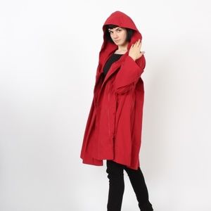 Evening Mist Raincoat in Crimson